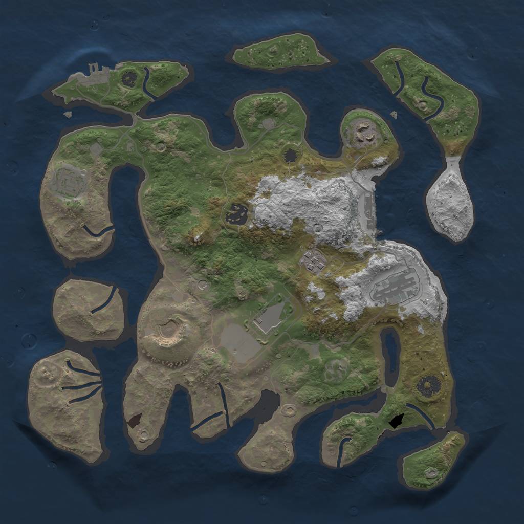 Rust Map: Procedural Map, Size: 3500, Seed: 462319053, 12 Monuments