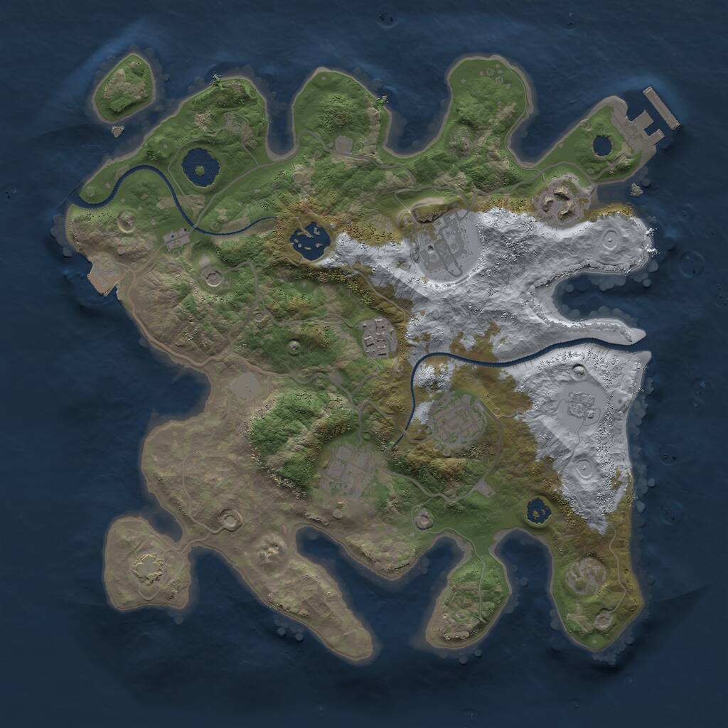 Rust Map: Procedural Map, Size: 3000, Seed: 1400800024, 11 Monuments