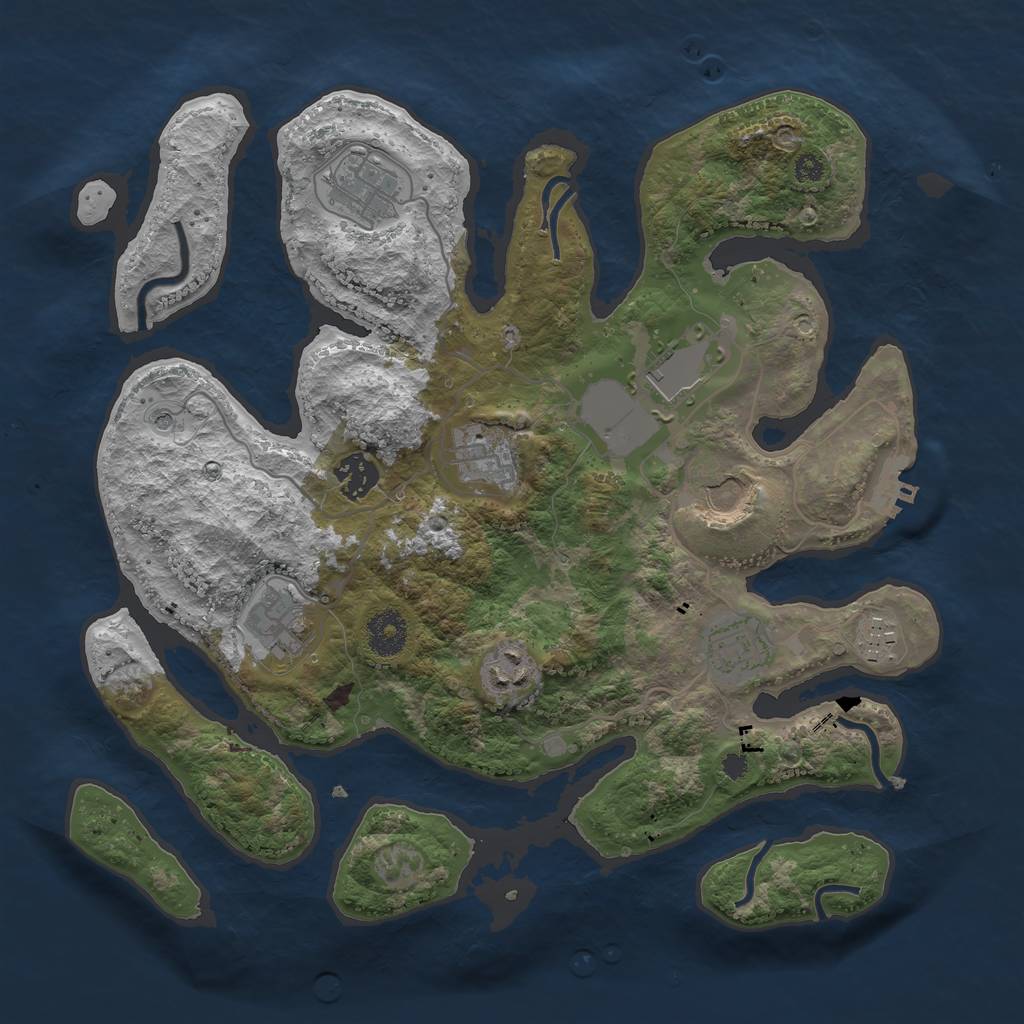 Rust Map: Procedural Map, Size: 3500, Seed: 601992, 13 Monuments