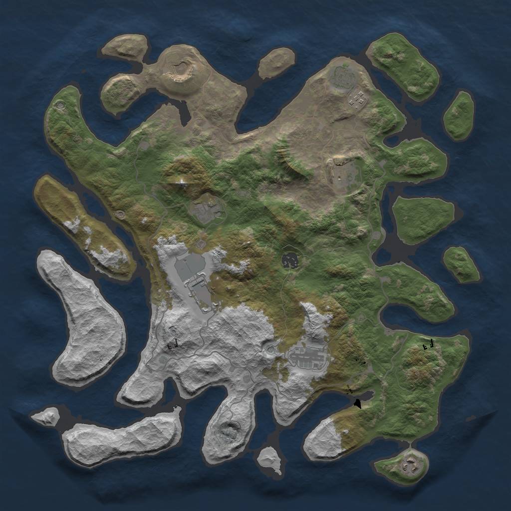 Rust Map: Barren, Size: 4500, Seed: 40207, 12 Monuments