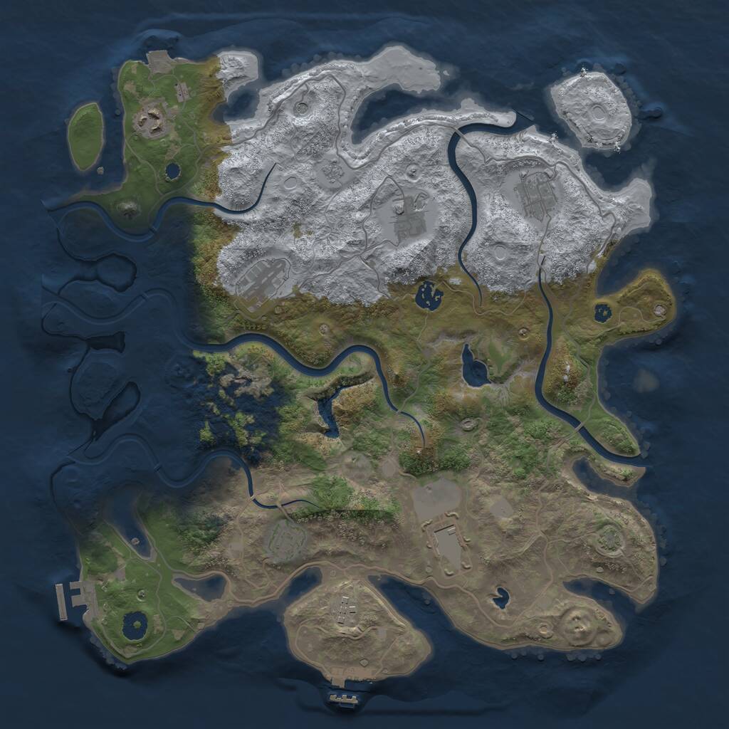 Rust Map: Procedural Map, Size: 4000, Seed: 851727, 14 Monuments