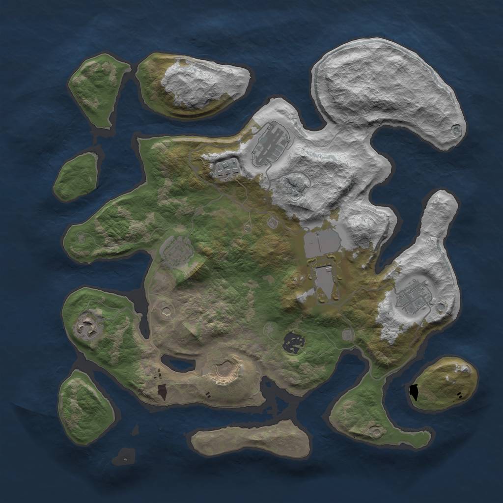 Rust Map: Barren, Size: 3600, Seed: 698760, 11 Monuments