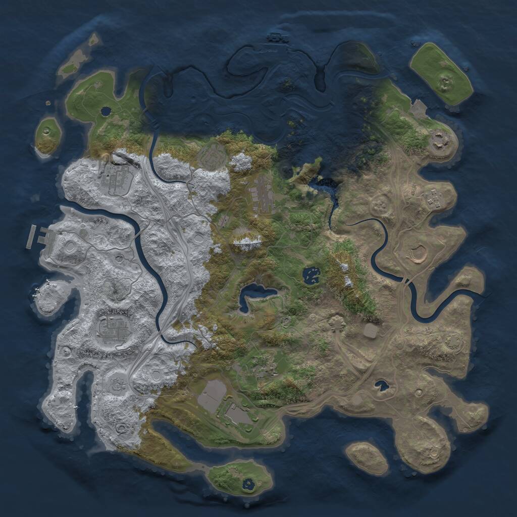 Rust Map: Procedural Map, Size: 4250, Seed: 654641, 16 Monuments