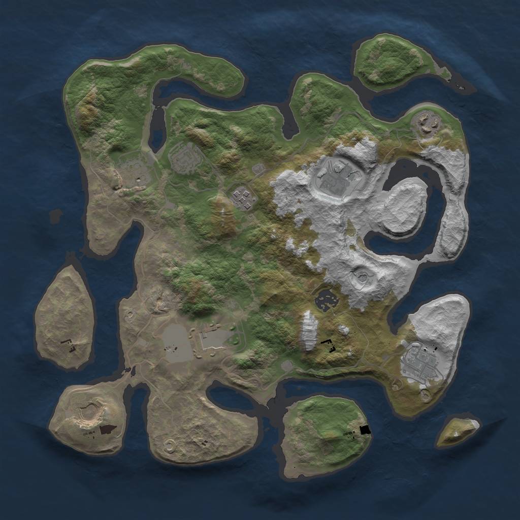Rust Map: Barren, Size: 3600, Seed: 259704, 12 Monuments