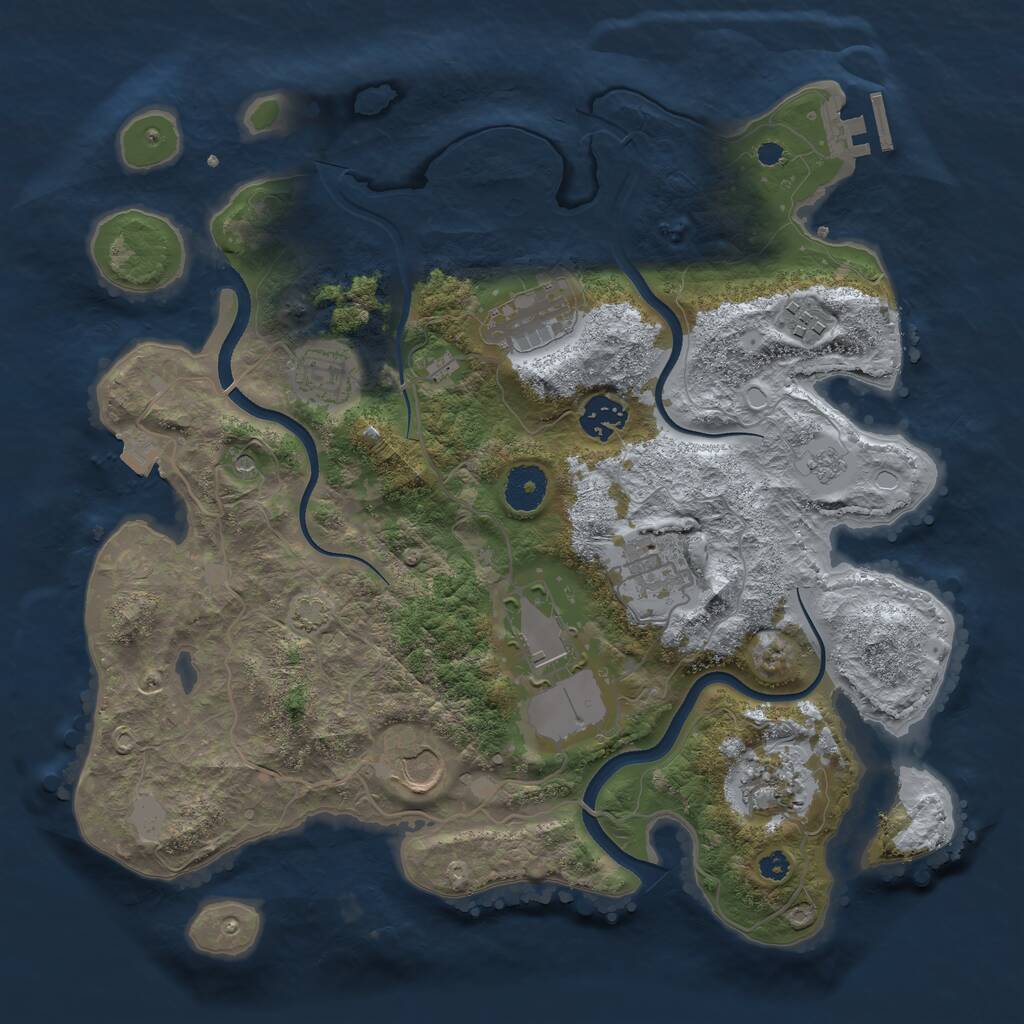 Rust Map: Procedural Map, Size: 3500, Seed: 192052, 13 Monuments