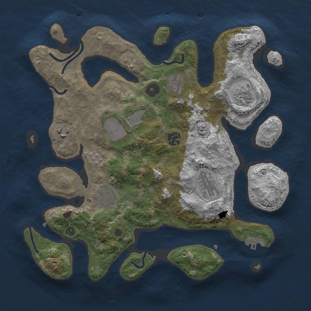 Rust Map: Procedural Map, Size: 3500, Seed: 456123847, 11 Monuments