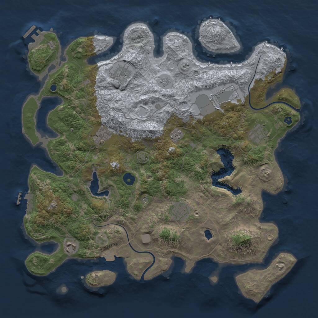 Rust Map: Procedural Map, Size: 4000, Seed: 965254, 13 Monuments