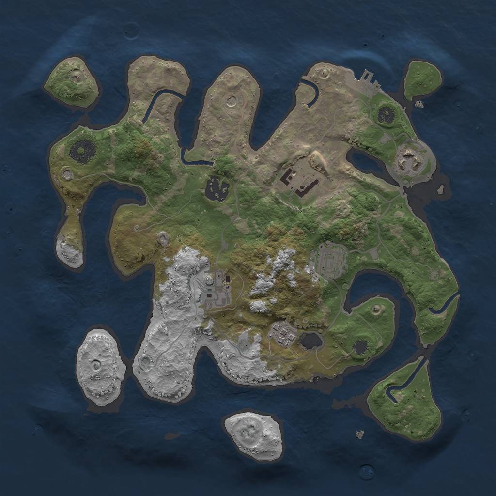 Rust Map: Procedural Map, Size: 3000, Seed: 753055554, 10 Monuments