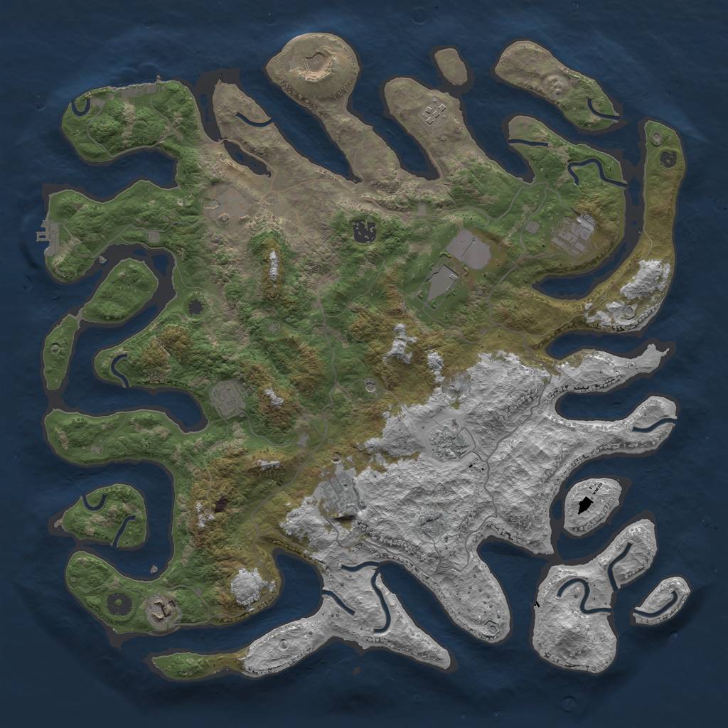 Rust Map: Procedural Map, Size: 4500, Seed: 821266, 15 Monuments