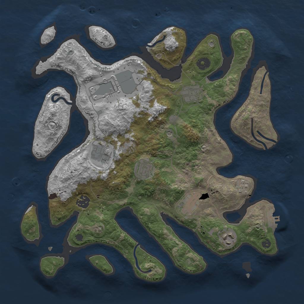 Rust Map: Procedural Map, Size: 3500, Seed: 1310834892, 12 Monuments