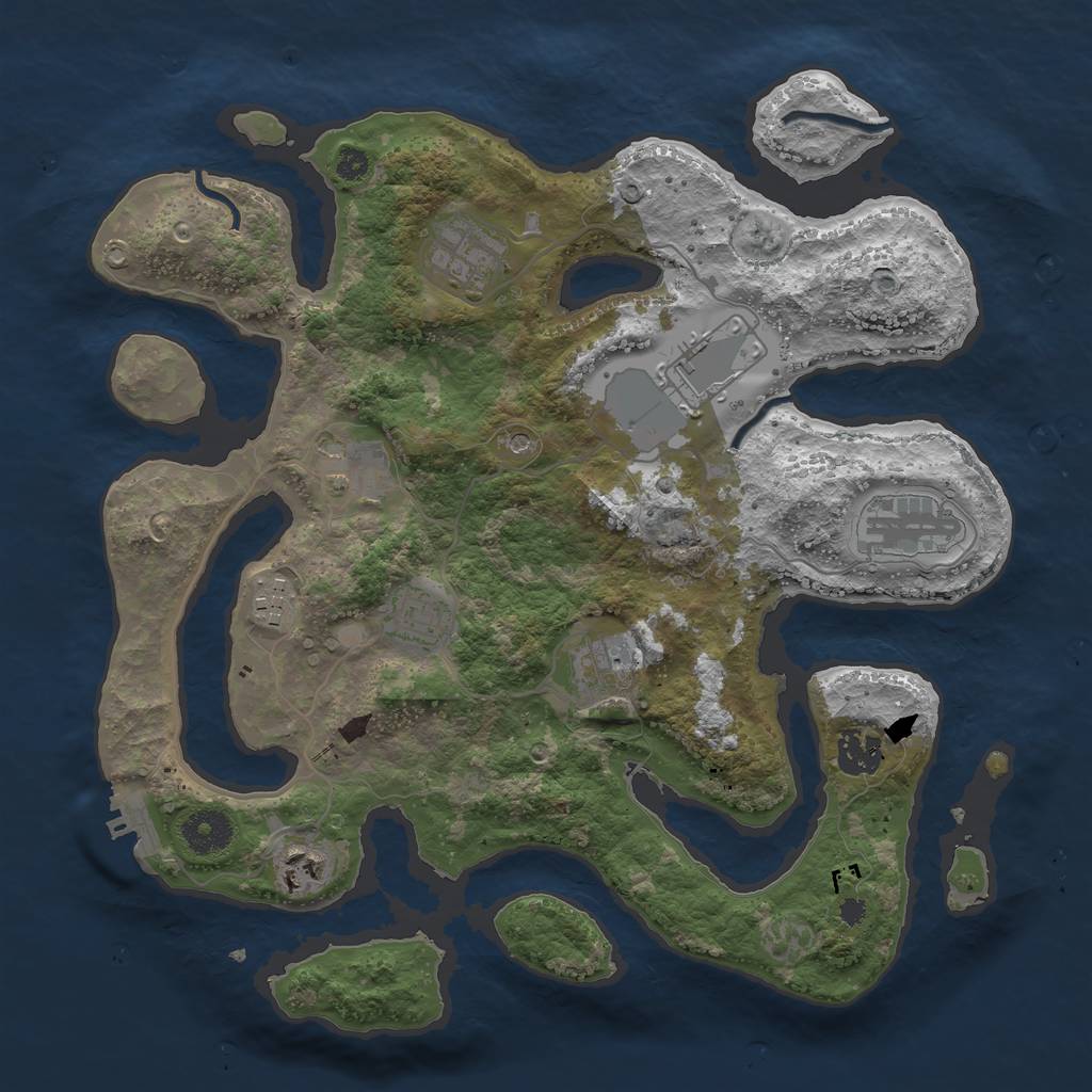 Rust Map: Procedural Map, Size: 3500, Seed: 100009287, 13 Monuments