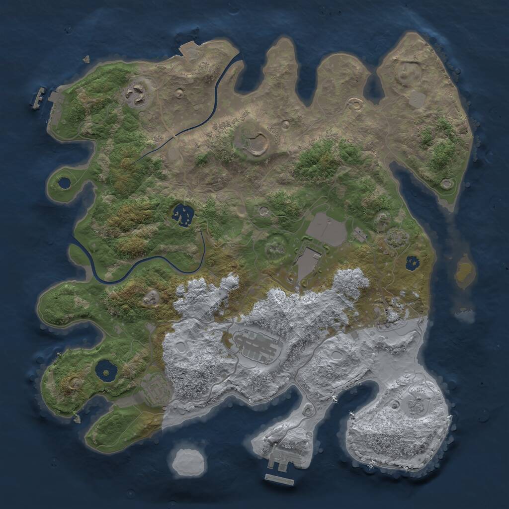 Rust Map: Procedural Map, Size: 3500, Seed: 784578154, 13 Monuments