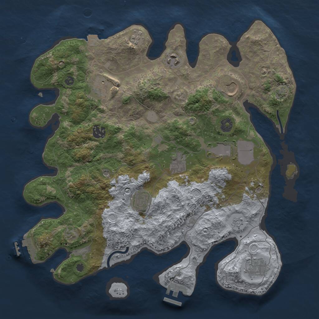 Rust Map: Procedural Map, Size: 3500, Seed: 784578154, 15 Monuments