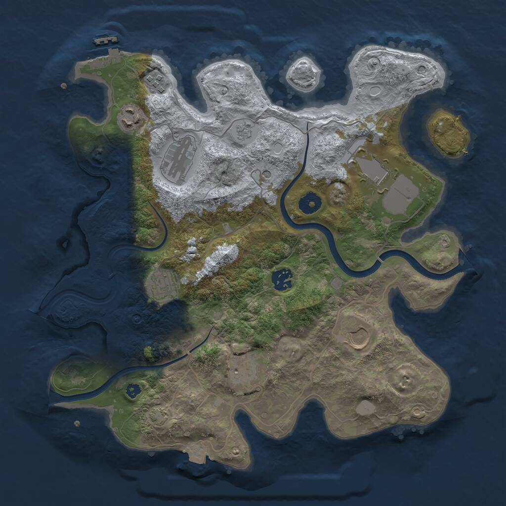 Rust Map: Procedural Map, Size: 3500, Seed: 826319, 13 Monuments