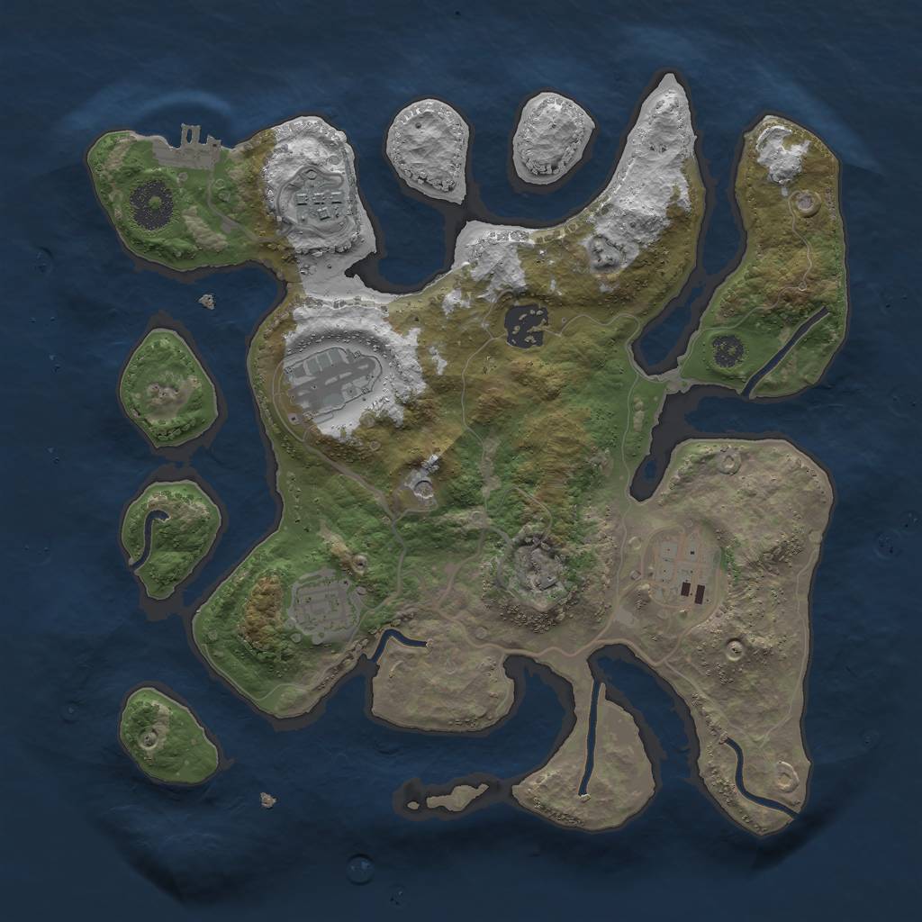 Rust Map: Procedural Map, Size: 3000, Seed: 3114438, 9 Monuments