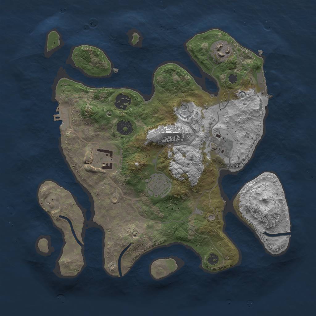 Rust Map: Procedural Map, Size: 3000, Seed: 793177, 10 Monuments