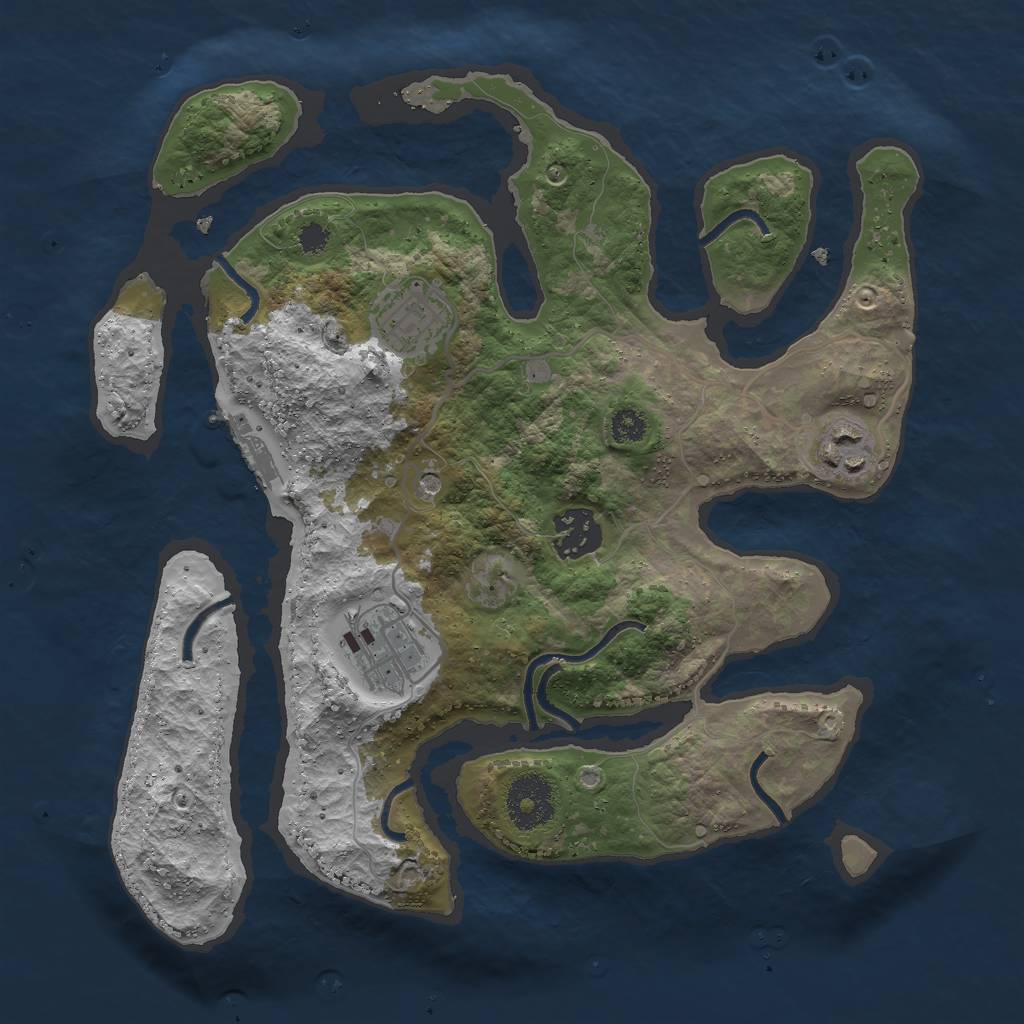 Rust Map: Procedural Map, Size: 3000, Seed: 676849549, 8 Monuments