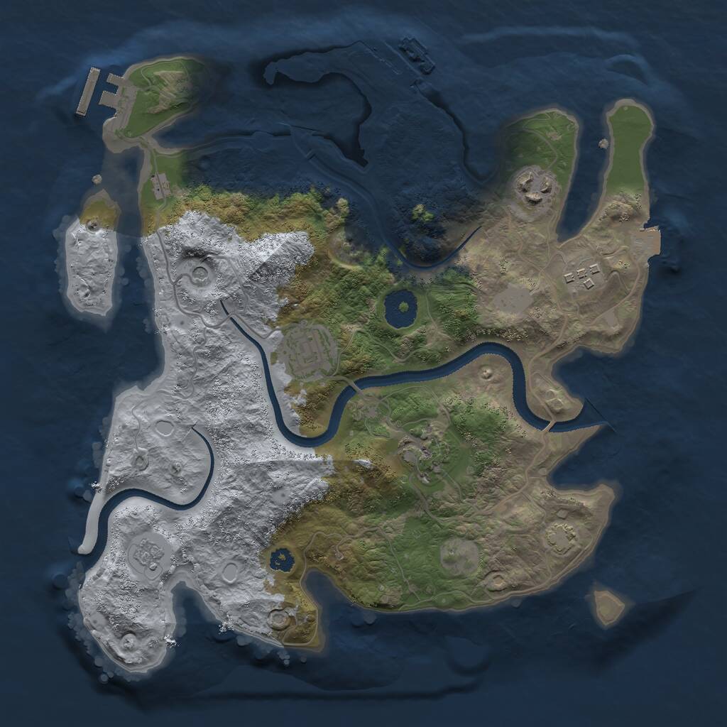 Rust Map: Procedural Map, Size: 3000, Seed: 676849549, 10 Monuments