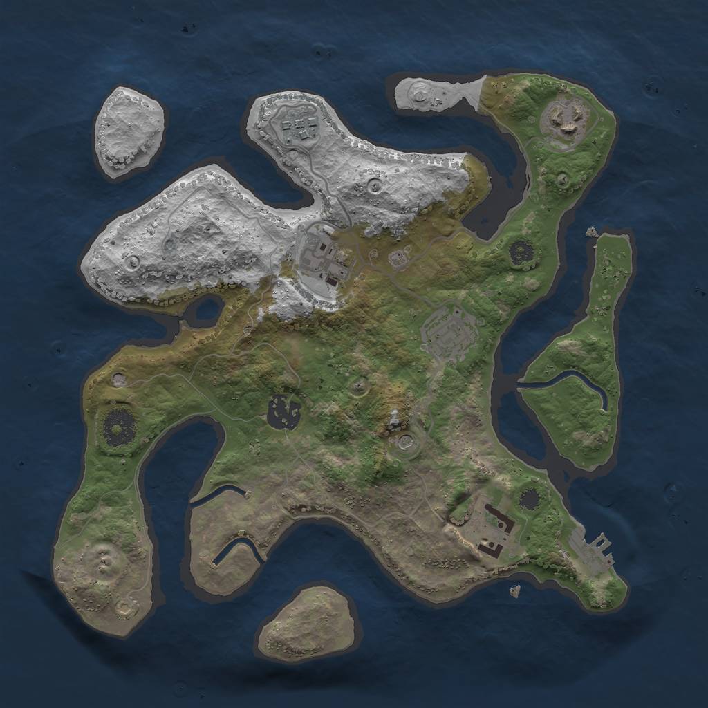 Rust Map: Procedural Map, Size: 3000, Seed: 1720978053, 10 Monuments