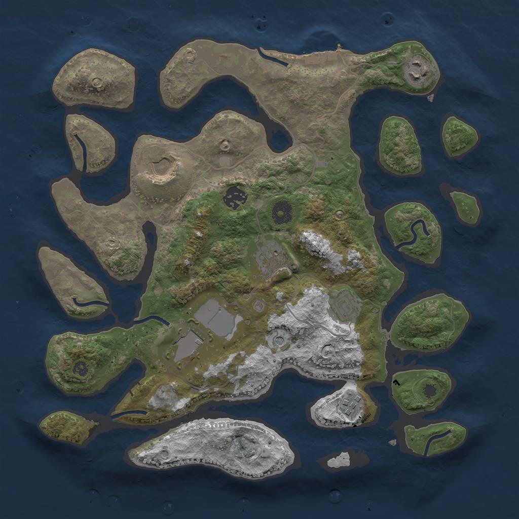 Rust Map: Procedural Map, Size: 3500, Seed: 454126, 11 Monuments