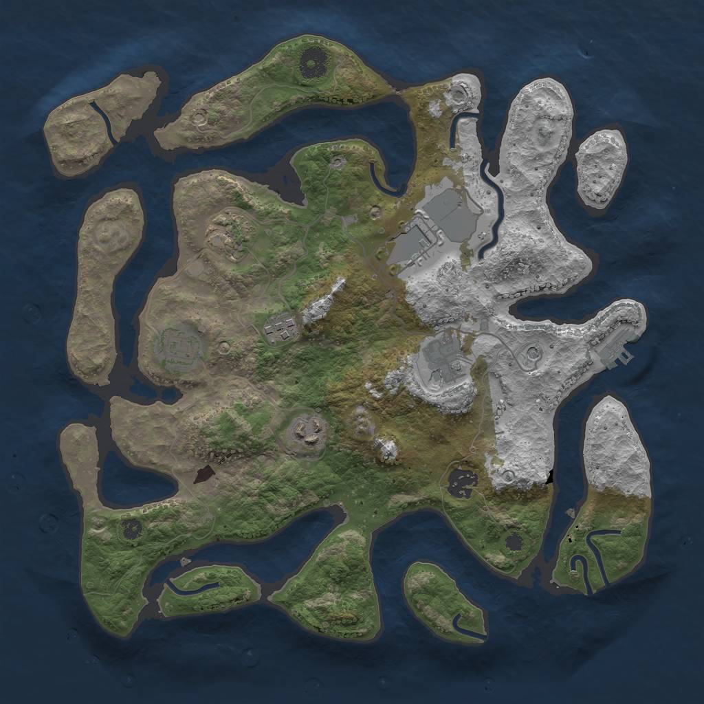 Rust Map: Procedural Map, Size: 3500, Seed: 1154967589, 11 Monuments