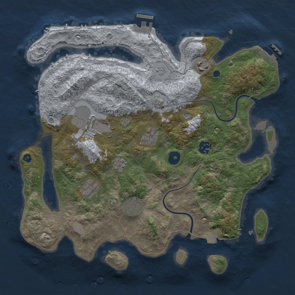 Rust Map: Procedural Map, Size: 3500, Seed: 850991, 13 Monuments