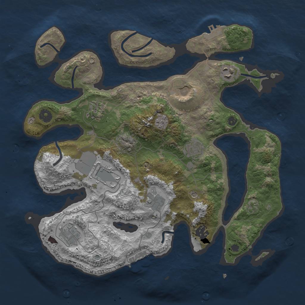 Rust Map: Procedural Map, Size: 3500, Seed: 1954346881, 14 Monuments