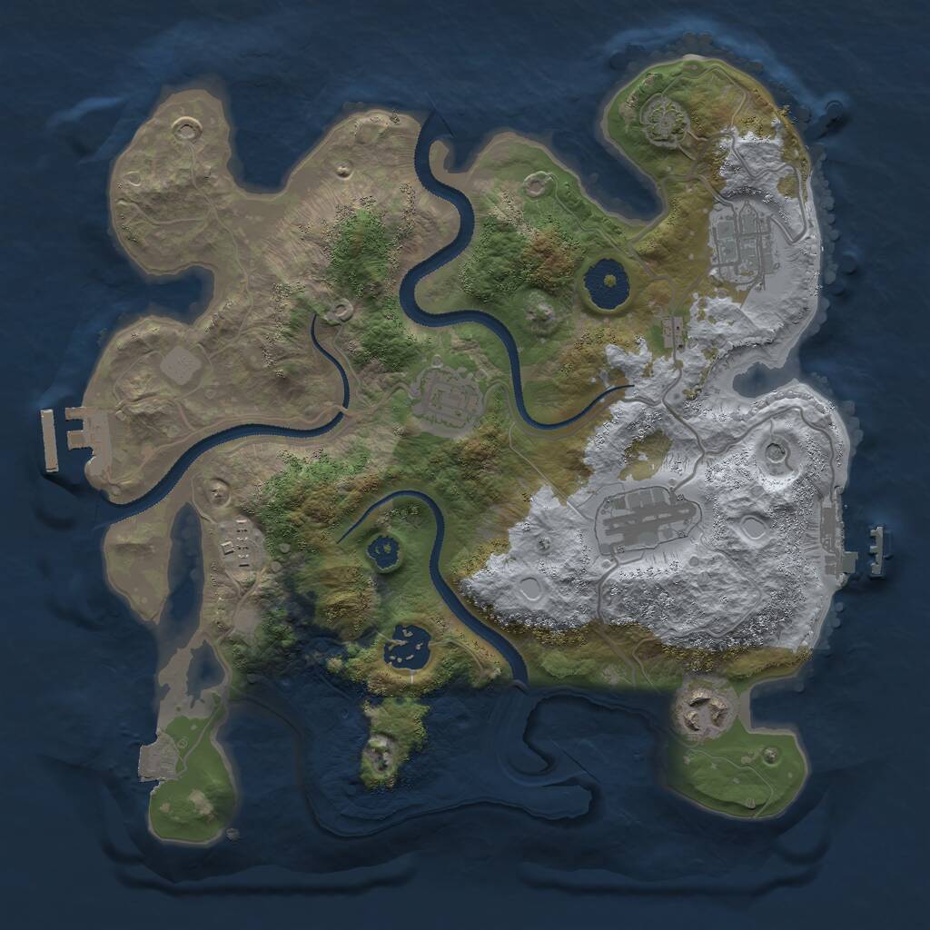 Rust Map: Procedural Map, Size: 3000, Seed: 2088373359, 11 Monuments