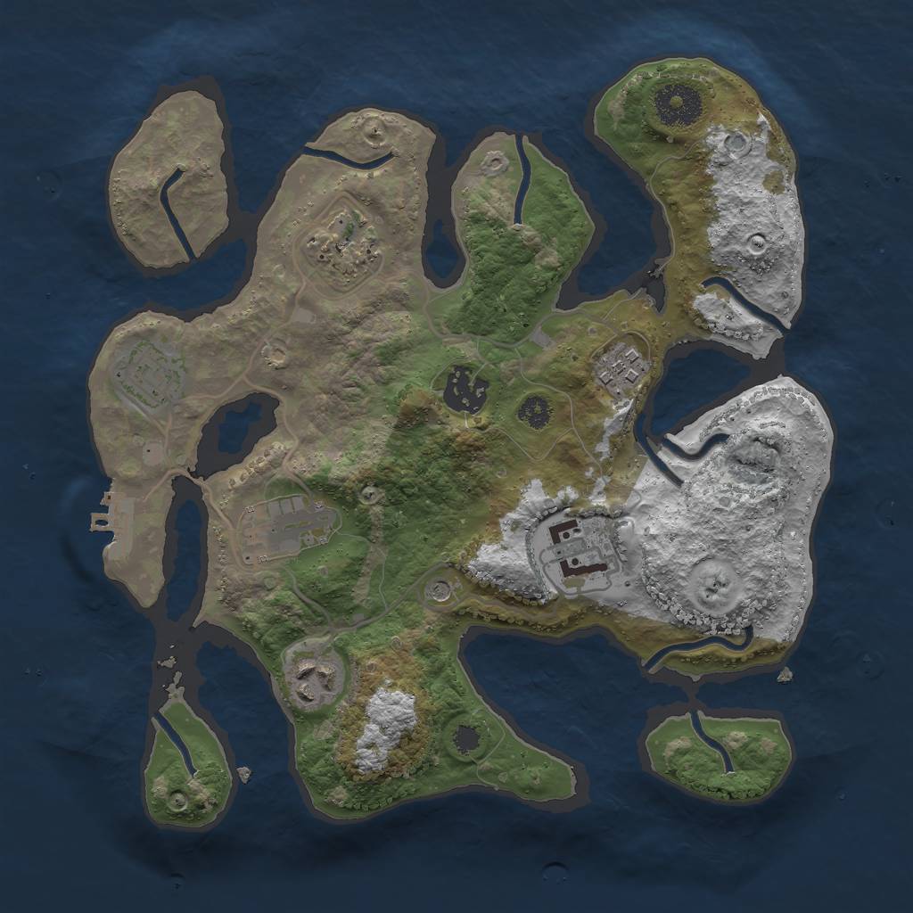 Rust Map: Procedural Map, Size: 3000, Seed: 2088373359, 11 Monuments