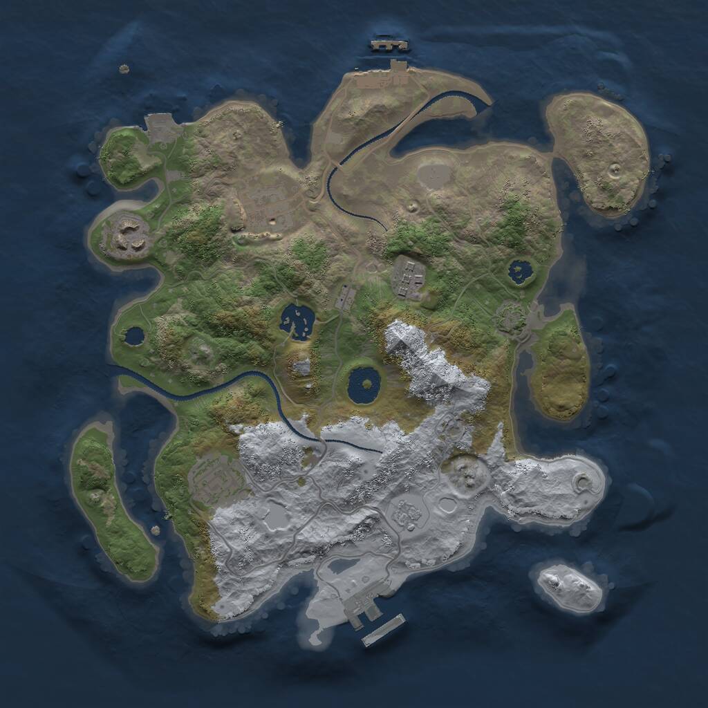 Rust Map: Procedural Map, Size: 3000, Seed: 93069, 10 Monuments