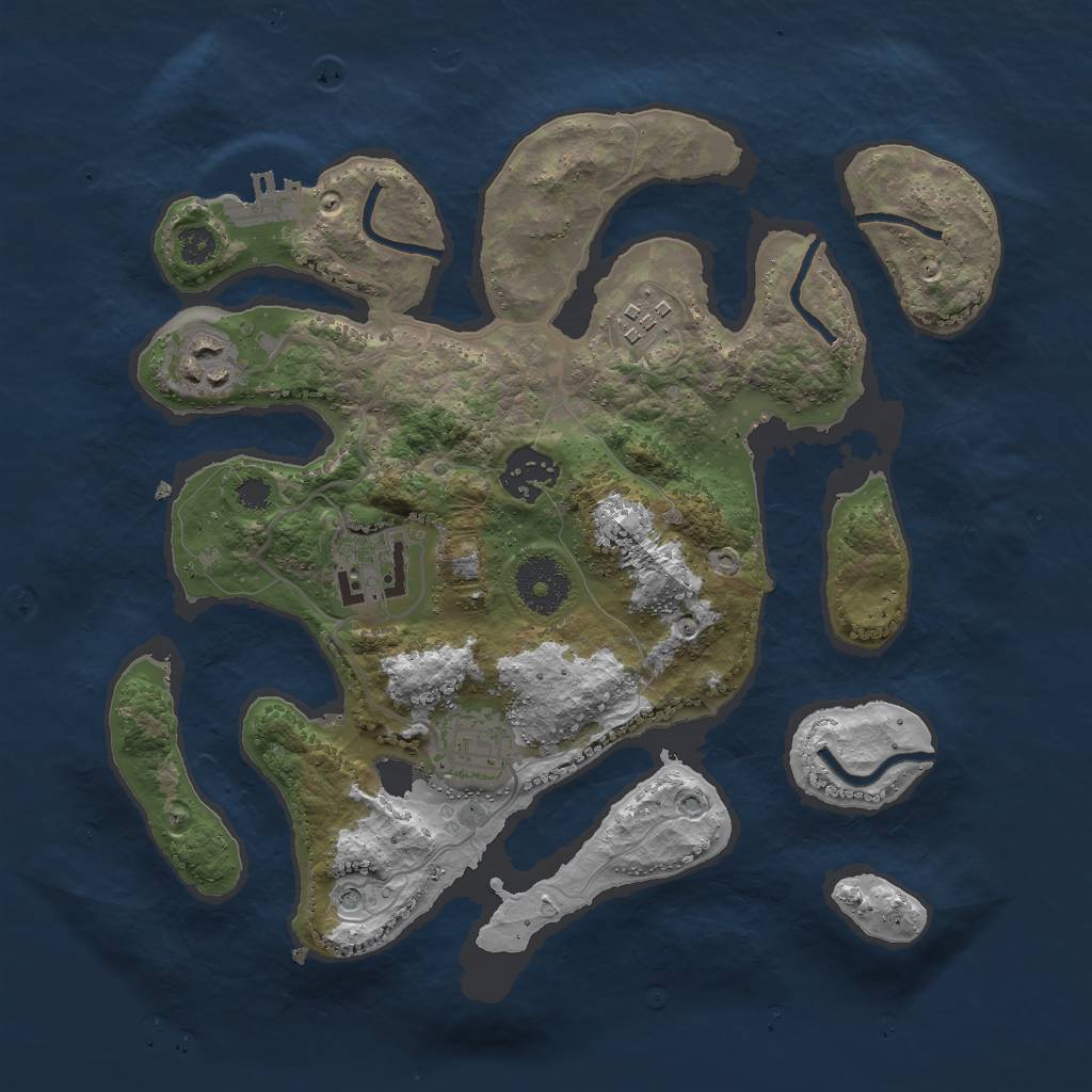 Rust Map: Procedural Map, Size: 3000, Seed: 93069, 9 Monuments