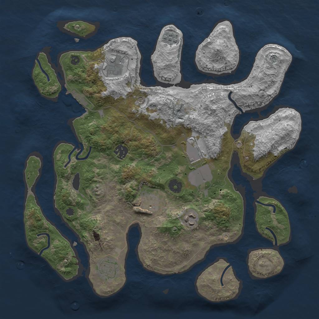 Rust Map: Procedural Map, Size: 3500, Seed: 963816, 11 Monuments