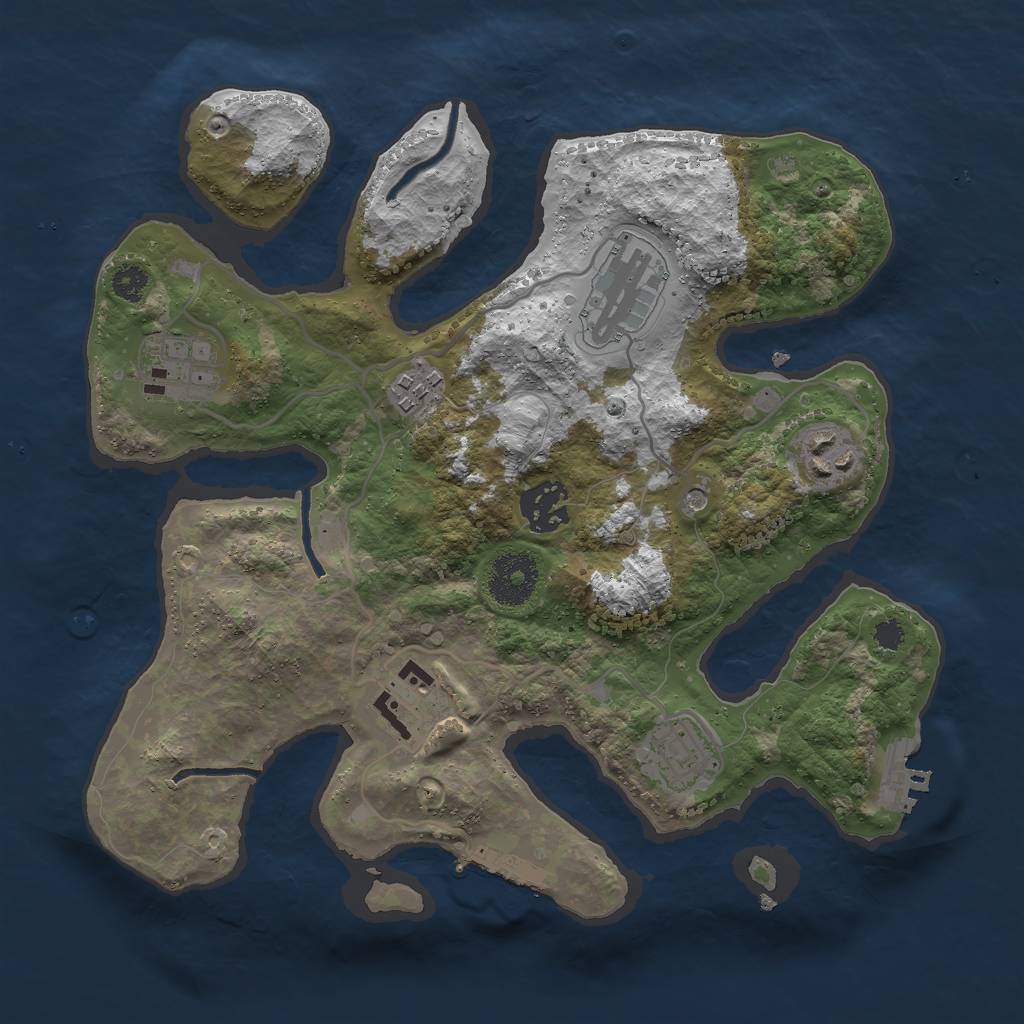 Rust Map: Procedural Map, Size: 3000, Seed: 1454042357, 12 Monuments