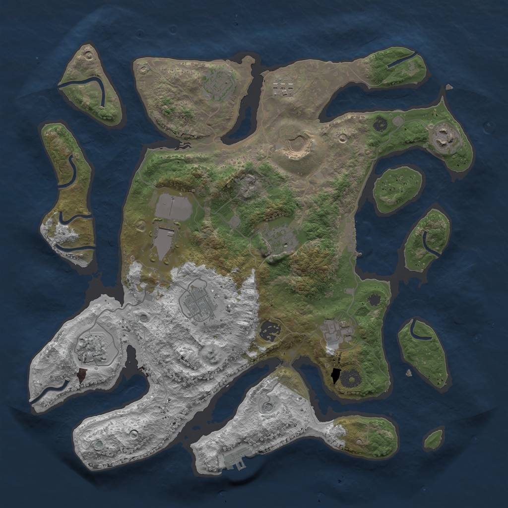Rust Map: Procedural Map, Size: 3750, Seed: 999999, 15 Monuments