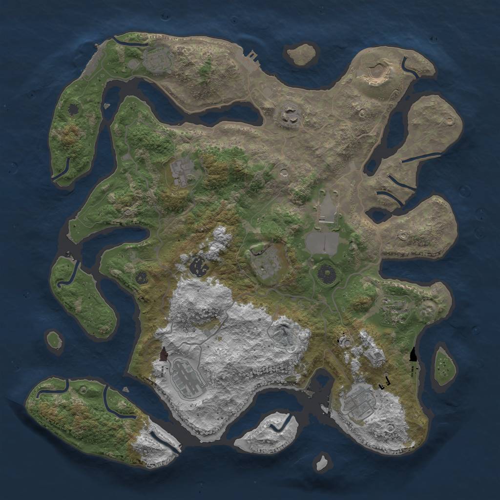 Rust Map: Procedural Map, Size: 4000, Seed: 1640040009, 15 Monuments