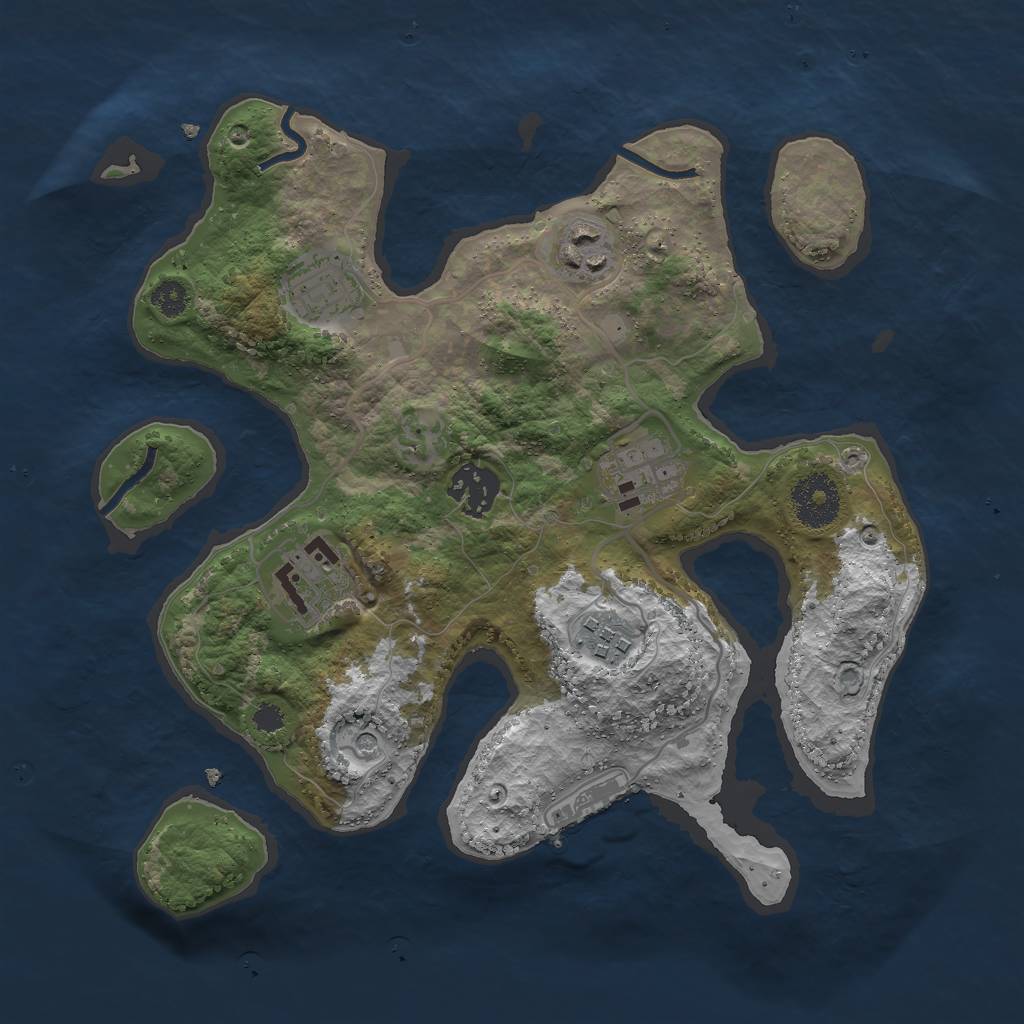 Rust Map: Procedural Map, Size: 3000, Seed: 3249842, 10 Monuments