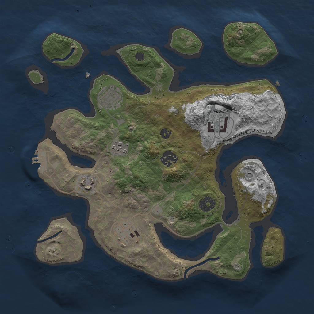 Rust Map: Procedural Map, Size: 3000, Seed: 1967346718, 10 Monuments