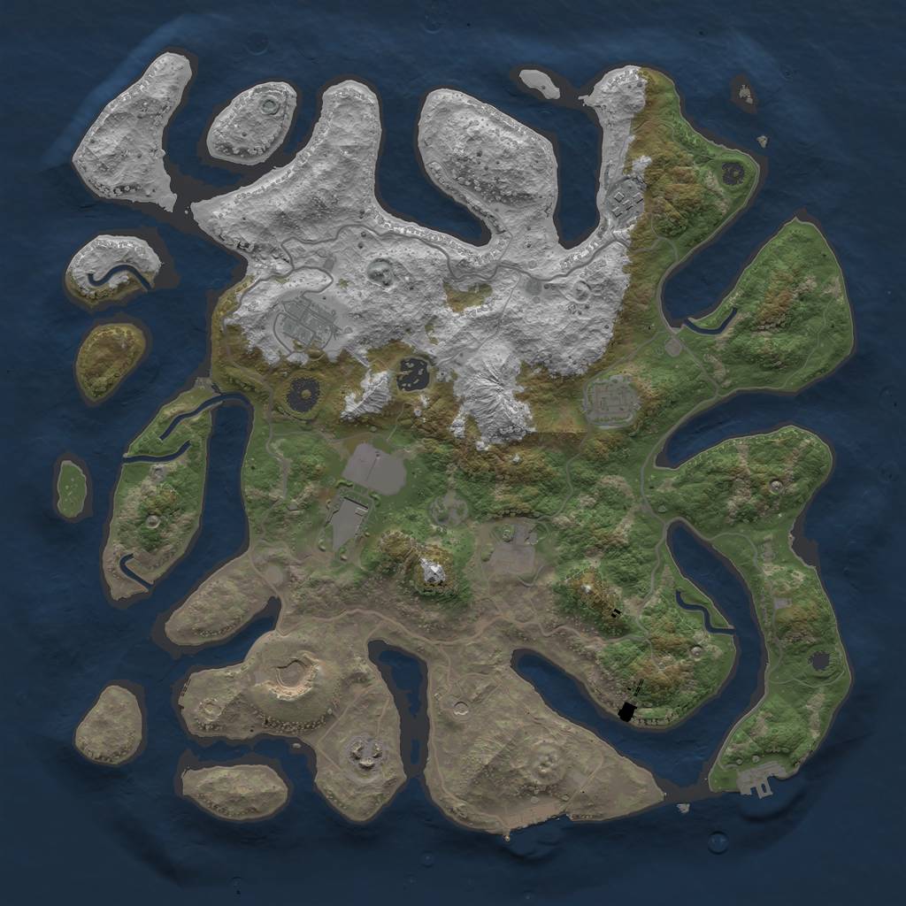 Rust Map: Procedural Map, Size: 4000, Seed: 47332234, 13 Monuments