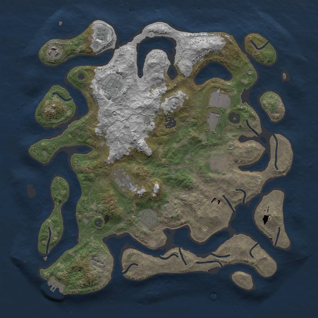 Rust Map: Procedural Map, Size: 4000, Seed: 876976, 12 Monuments