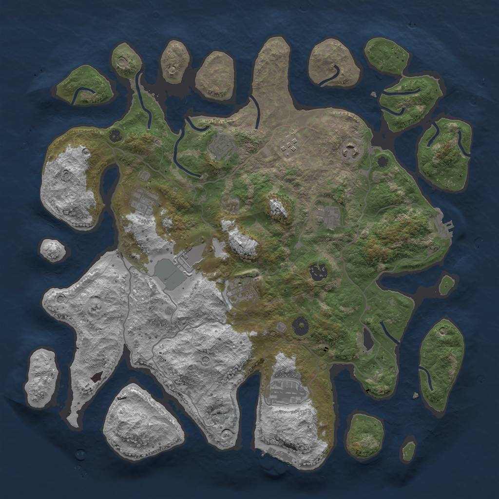 Rust Map: Procedural Map, Size: 4200, Seed: 666522685, 14 Monuments