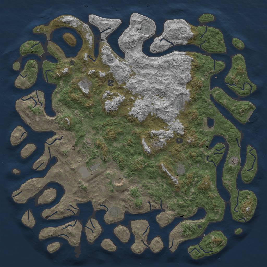 Rust Map: Procedural Map, Size: 6000, Seed: 642021, 15 Monuments