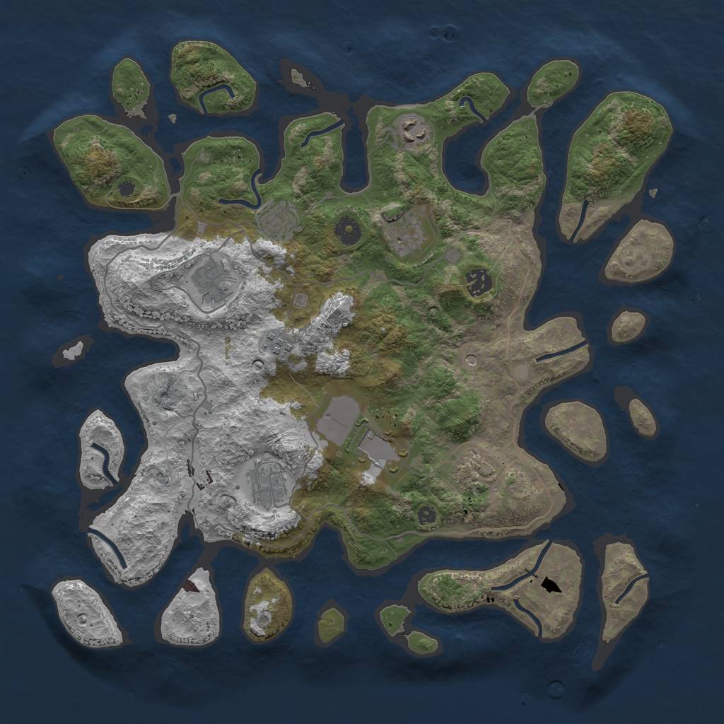 Rust Map: Procedural Map, Size: 4000, Seed: 220577, 12 Monuments