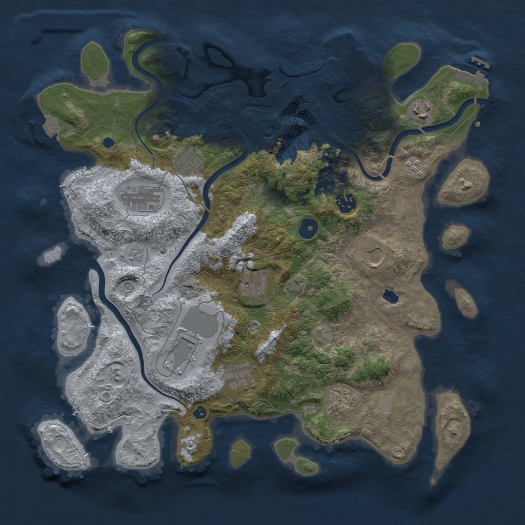 Rust Map: Procedural Map, Size: 4000, Seed: 220577, 16 Monuments
