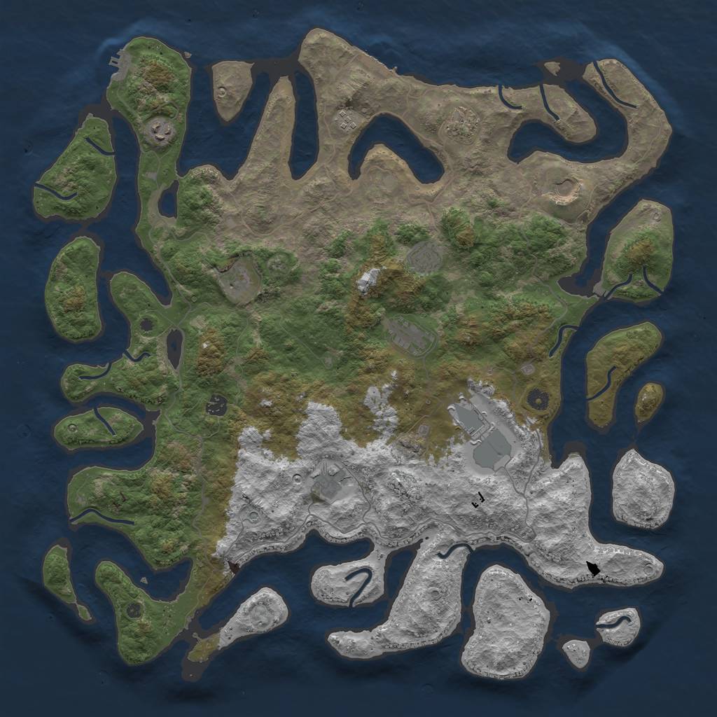Rust Map: Procedural Map, Size: 5000, Seed: 93069, 15 Monuments