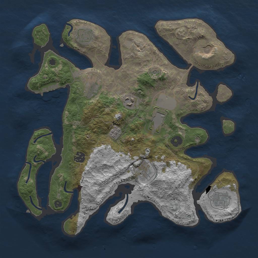 Rust Map: Procedural Map, Size: 3500, Seed: 6969343, 13 Monuments