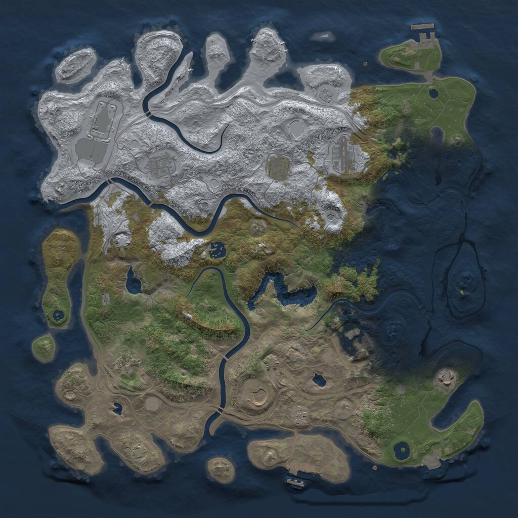 Rust Map: Procedural Map, Size: 4500, Seed: 1338205305, 16 Monuments