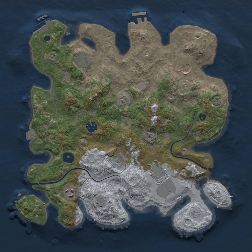 Rust Map: Procedural Map, Size: 3500, Seed: 1743756, 13 Monuments