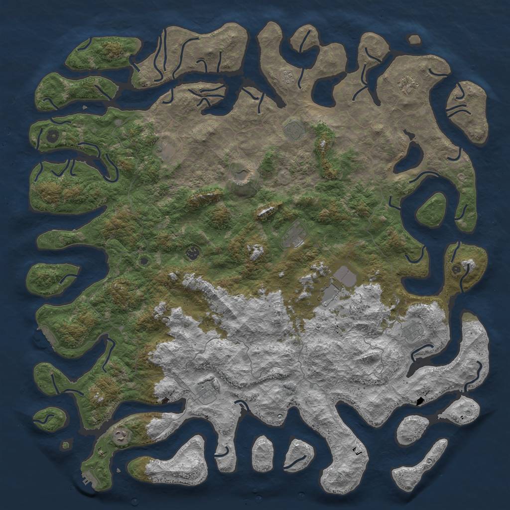 Rust Map: Procedural Map, Size: 6000, Seed: 43267632, 16 Monuments