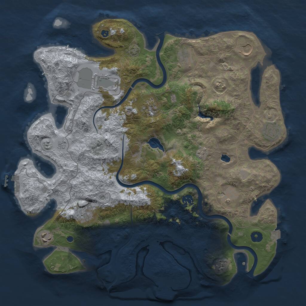 Rust Map: Procedural Map, Size: 4000, Seed: 532236, 16 Monuments