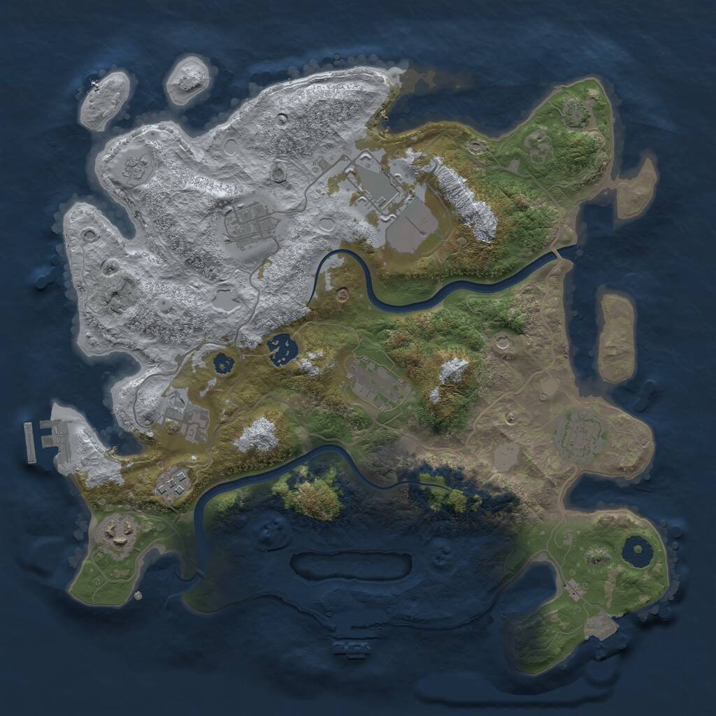 Rust Map: Procedural Map, Size: 3500, Seed: 789727, 14 Monuments